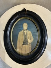 ancien portrait medaillon aquarelle