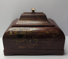 Hand Painted Red Gold Chinoiserie Vintage Bom...