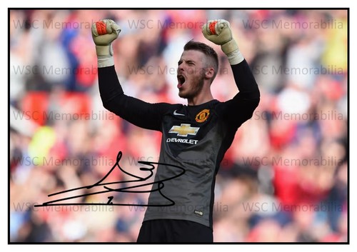 12439. David De Gea Signed Pictures A4 Prints Man Utd Fiorentina Atletico Spain