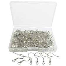 120pcs Earring Hooks with Ball and Coil, Hypo Allergenic Plated Silver Ear Wi...