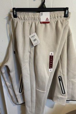 Men s Reebok, Two Piece Set Zip Up Hoodie And Joggers Cream Color Size S New