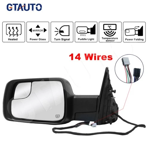 Mirror Heated Power Folding Driver Left Side For Ram 1500 2019-2024 68462769AB