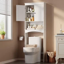 Over The Toilet Storage Cabinet with Adjustable Shelf and Double Doors, Bathr...