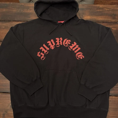 Sweat à capuche Supreme imprimé arc noir rouge vieil anglais taille XL NEUF