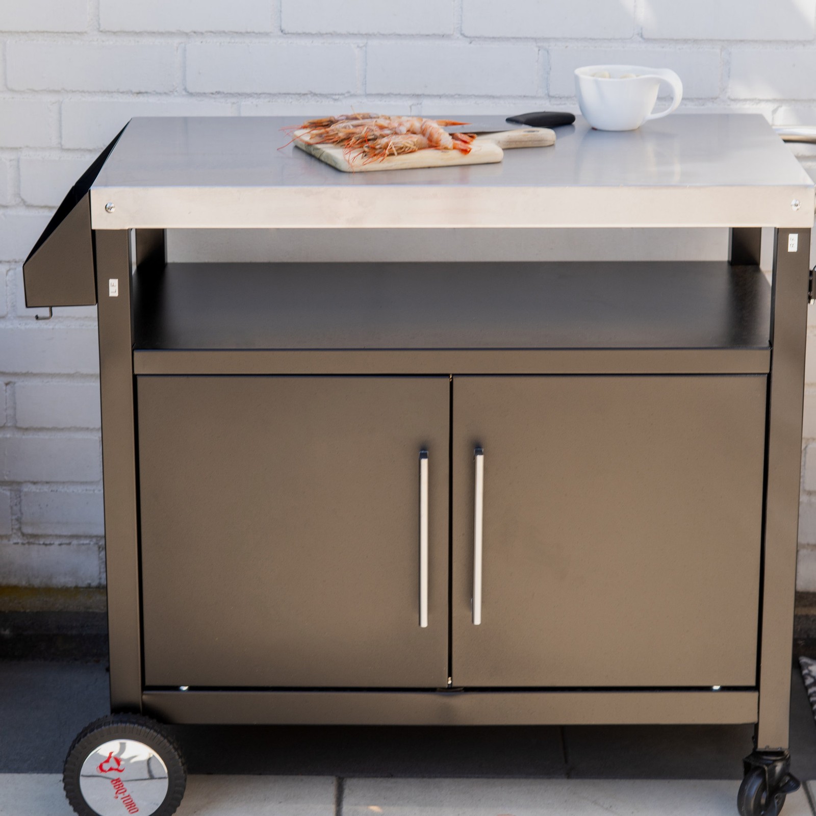 Carrello BBQ-Toro con ruote e tavolo da servizio foto 2