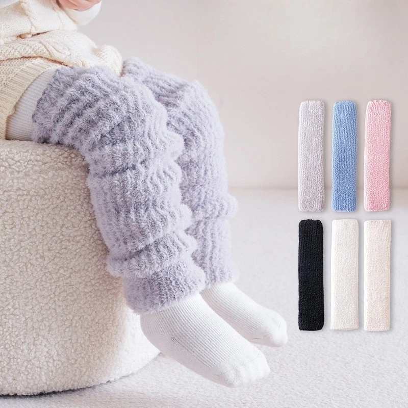 Bebé Infante Niños Niñas Terciopelo Felpa Invierno Cálido Grueso Calentador de Piernas Protección de Rodilla Foto 3 de 4