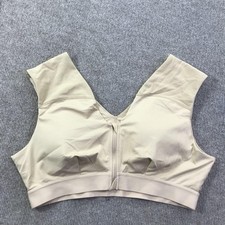 Tommie Copper Sports Bra Womens 3XL Beige Shoulder Support Compression Front Zip