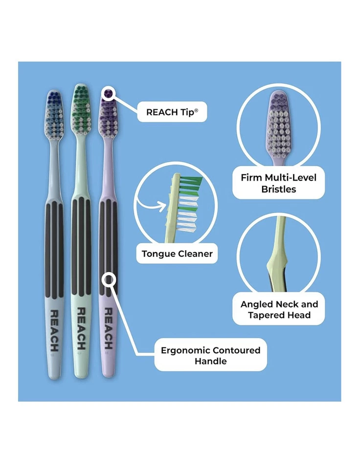 2 Packs - Reach Toothbrush Advanced Design Firm Bristles 7 Count Value Pack - Image 3 of 3