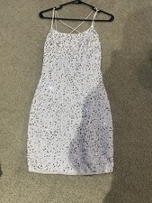 White Silver Sequin Sleeveless Sheath Party Cocktail Dress Women Short