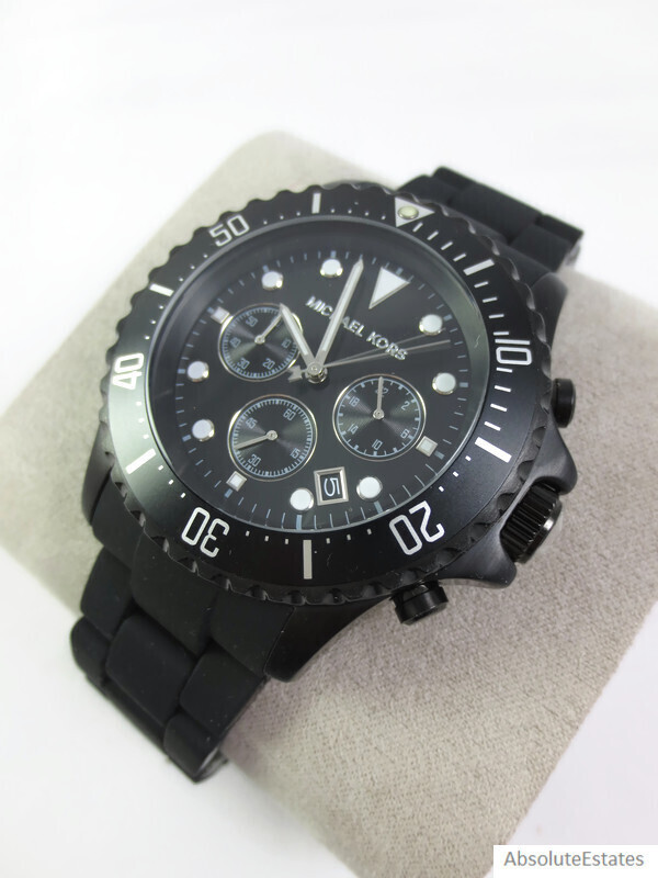 NEW Michael Kors Everest Black Silicone Link Mens Chronograph