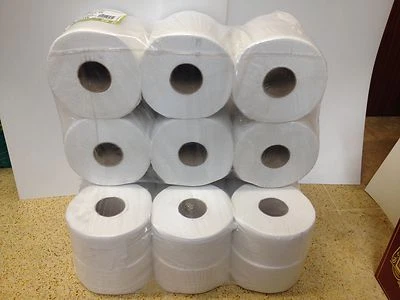 ECO ROLL MINI JUMBO 12 x Quality Mini Jumbo Toilet Tissue Rolls 120M 2PLY 60mm 76mm For Dispensers