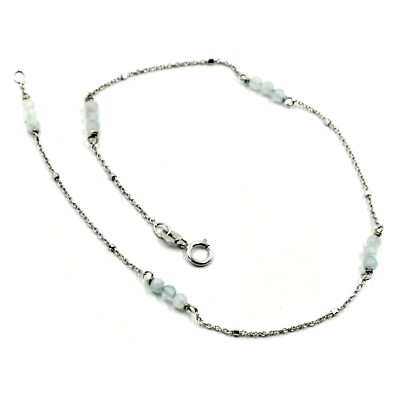 18K WHITE GOLD ANKLET 25cm WITH FACETED