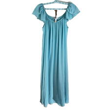 Miss Elaine Nightgown Flowing Maxi Size M Blue Full Sweep Made USA Vintage