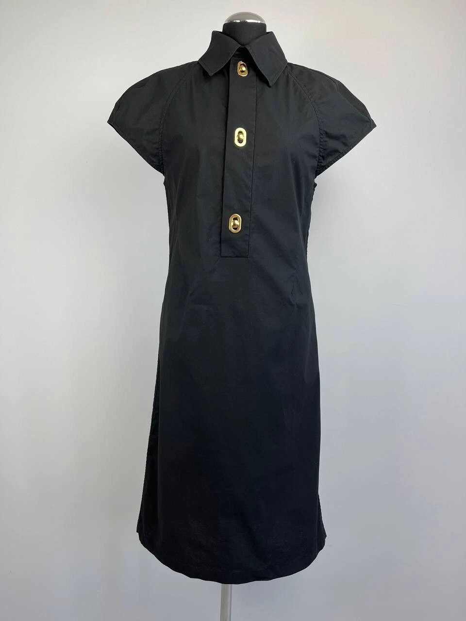 Abito midi Bottega Veneta senza maniche tecnico rivestito nero taglia 42 (0180)