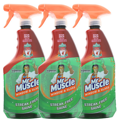 3 x Mr Muscle Fenster- und Glasreiniger Spray für streifenfreien Glanz je 750ml