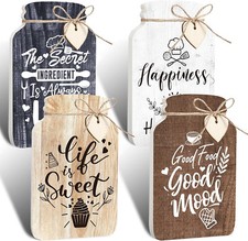 4 Pieces Kitchen Wall Decor Mason Jar Set 5 X 8 Inch Wooden Farmhouse Wall Decor