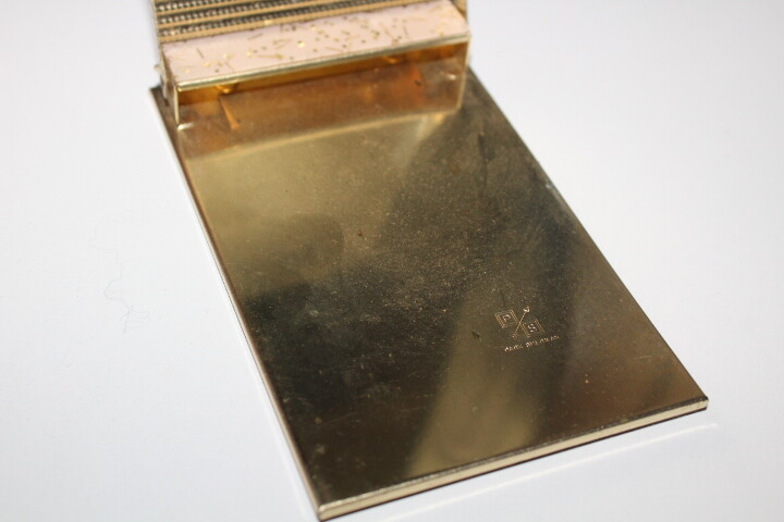 Vintage PS Park Sherman Retro MCM Notepad Holder Gold Glitter 