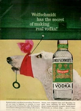 1966 Wolfschmidt's Vodka White Wolfhound Faithful Canine Photo VINTAGE PRINT AD