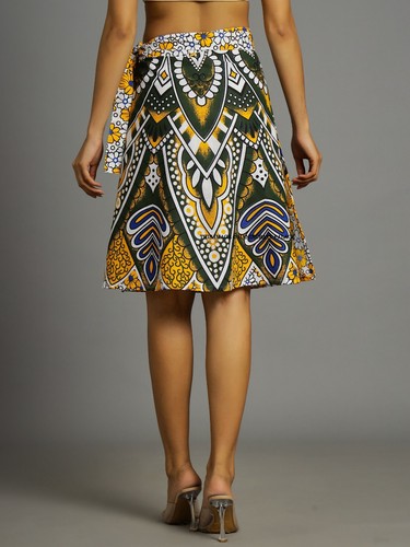 Indian Wrap Around Skirt Women Ethnic Abstract Rapron Short Printed Cotton Mini - Foto 5 di 8