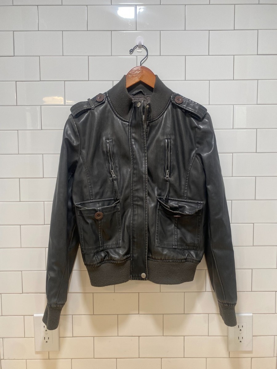 ジャケット・アウター real leather jacket a-2 black y2k Women's Vintage Gothic Leather Jacket Y2k Altnertive Zip Up