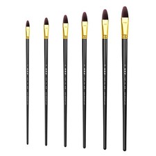 XDT 946 Filbert Art Brush 6Pc 2 4 6 8 10 12 PremiumNylon Acrylic Oil Watercolor