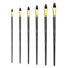 XDT#946 Filbert Art Brush 6Pc #2#4#6#8#10#12 PremiumNylon Acrylic Oil Watercolor