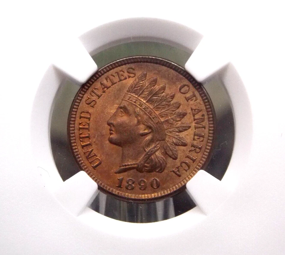 Centavo cabeza india 1890 1 c NGC MS64 RB #039 rojo marrón BU sin circular ECC&C, Inc.