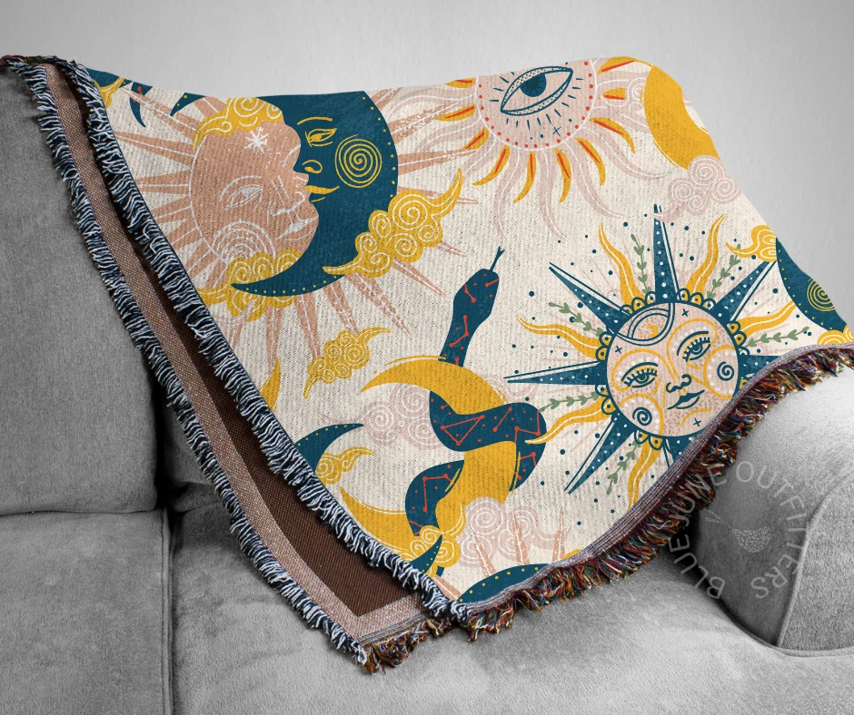 SUN MOON STARS | CELESTIAL WOVEN BLANKET - Image 3 of 4