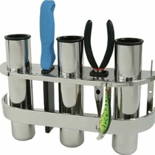 Stainless Steel 3 Tube Outrigger Rod Holder Tackle 3 Rack Holder Solid Fishing