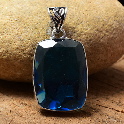 Adorable Blue Tourmaline Gemstone 925 Sterling Silver Handmade Pendant P-5