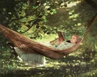 1800s Hammock Reading Girl Oil Painting Giclee Canvas Art Print