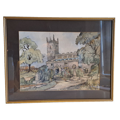 J Heaton Aquarell Gemälde Studie einer Kirche 36 x 26 cm (britisch 20. Jahrhundert)