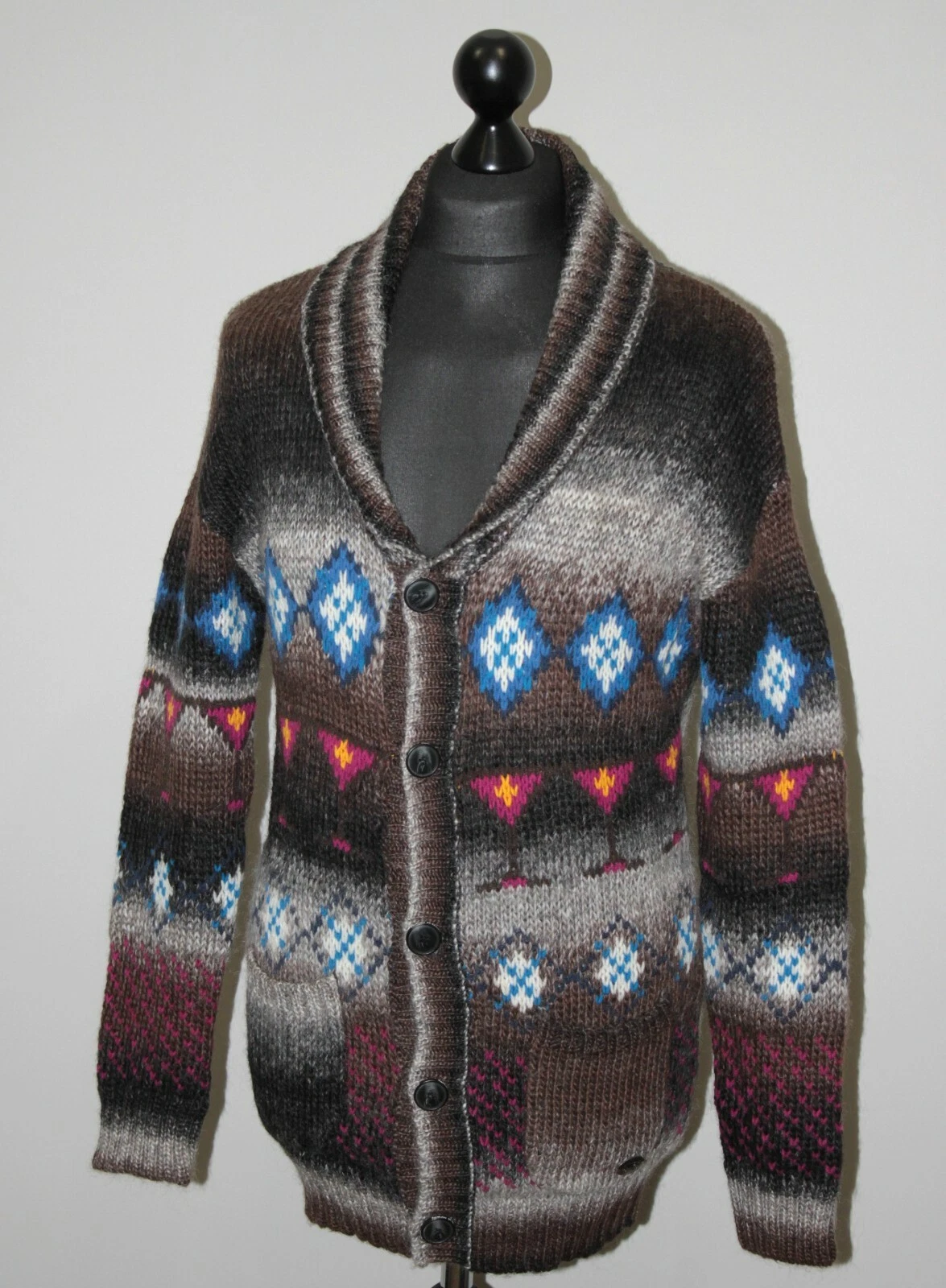 Moods of Norway mens wool cardigan jumper Size M