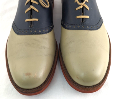 Vtg COLE HAAN Men\'s Two Tone Oxfords Beige Navy USA- US 7 1/2 D see measurements Vtg COLE HAAN Men main image 4