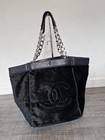 Sac CHANEL Fourrure Noir Cuir Chaine Chanel Black Leather  Coco Bag No Timeless