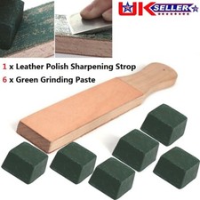 Dual Sided Leather Blade Strop Cutter Razor Sharpener Polishing Wooden Handle