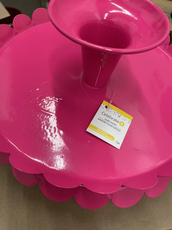 Комплект из 6 зубчатых металлических подставок для торта. Желтый, ярко-розовый и королевский - Изображение 4 из 4