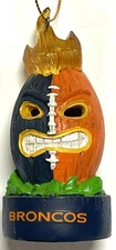 Denver Broncos Tiki Totem Football Ornament NFL LED Lites UP! 3.25”