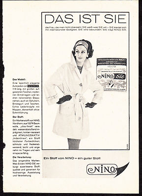 3w1808/ Alte Reklame von 1960 - Ein Stoff von NINO - ein guter Stoff