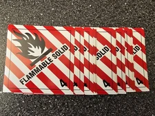DOT Hazard Class 4 - FLAMMABLE SOLID Labels - 4" x 4" (20 per pkg)