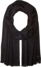 Calvin Klein Solid Pashmina Scarf Women's One Size Black Fringe Hem