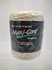 New Maxi-Cord 6mm Braided Polypropylene White Gold Macrame Cord 100 Yds Vintage 