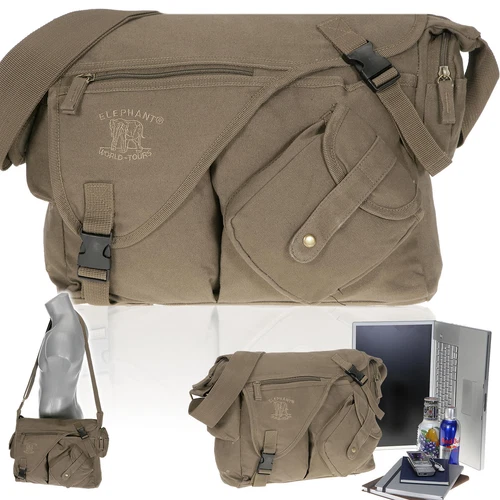 Laptoptasche Herren Canvas Jack Schultertasche Notebooktasche Tasche 11822 Oliv
