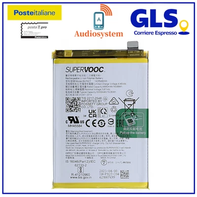 Batteria Originale per Oneplus Nord CE 2 Lite CPH2381 SuperVooc 5000Mah BLP927