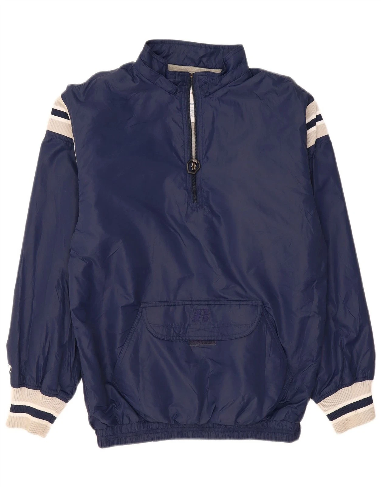 RUSSELL ATHLETIC Mens Anorak Jacket UK 36 Small Navy Blue Colourblock DD08