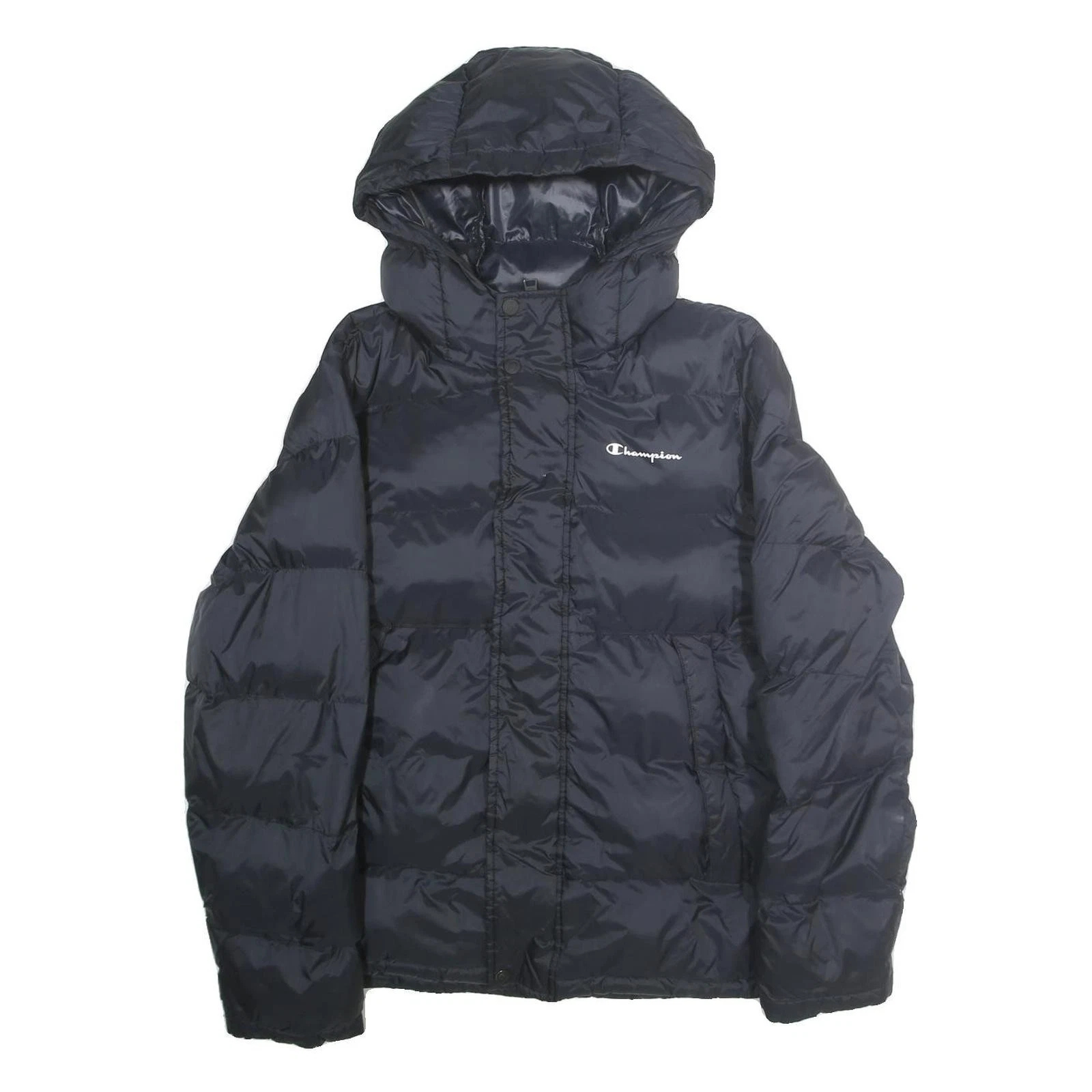 CHAMPION Mens Black Zip Up Puffer Jacket M Polyester Blend