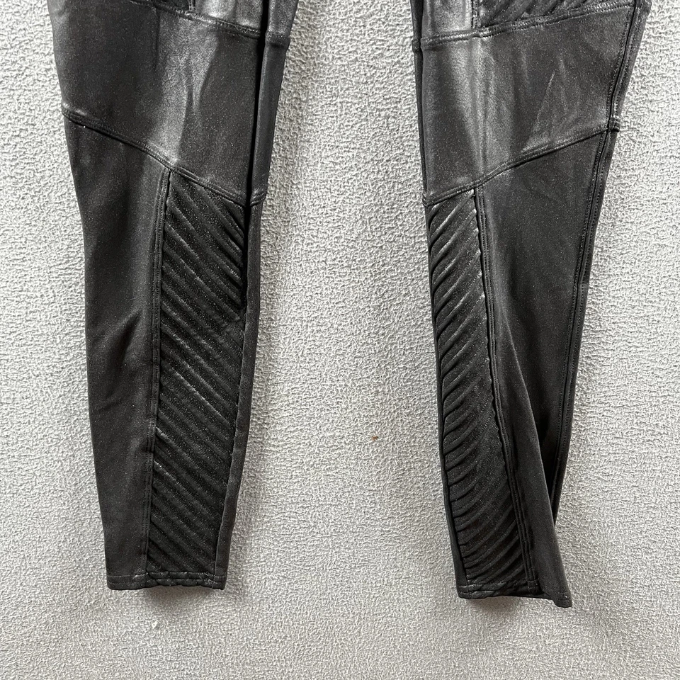 Leggings SPANX Talla Grande Negros Imitación Cuero Motociclista Moto Elásticos tiro alto Tobillo Foto 2 de 4