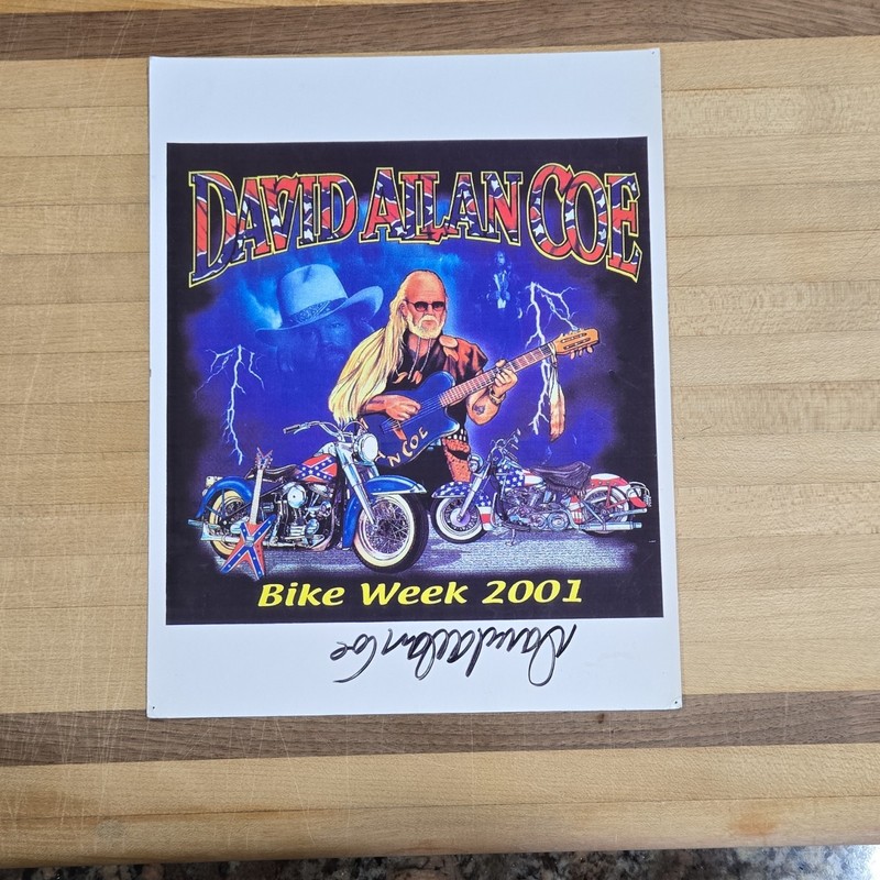 David Allan Coe Signed Original Bike Week 2001 Poster Music Industry Collectible