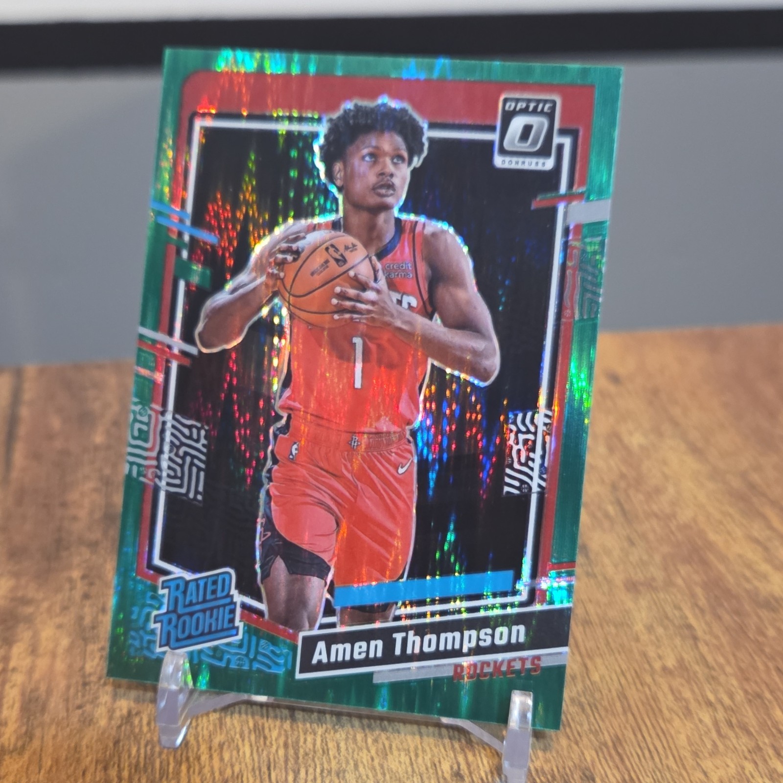 2023-24 Panini Donruss Optic - Rated Rookie Amen Thompson #229 Green Hyper Prizm