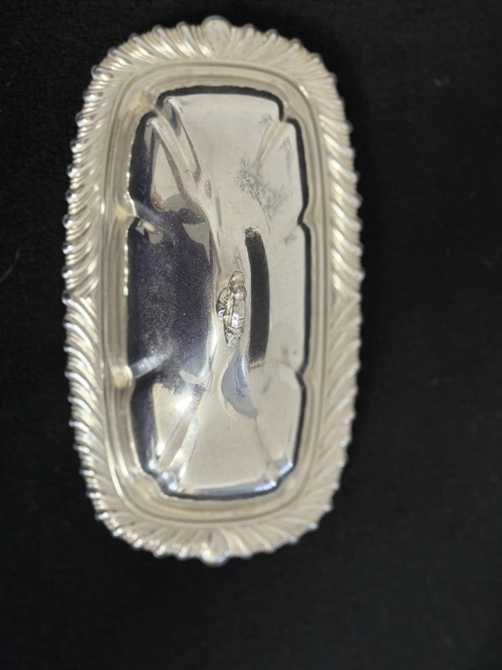 LANCASTER SILVER CO. de colección Plato de mantequilla cubierto con inserto de vidrio 3 piezas Foto 2 de 4